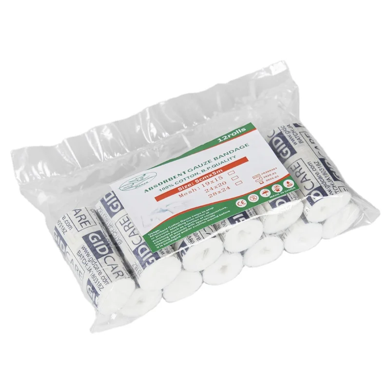 Medical Hot Sale Gauze Bandage Absorbent Cotton Gauze Bandage