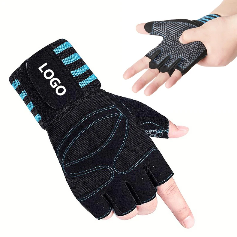 Gym Workout Fitness Outdoor Sports Half Finger Full Palm Protection Weight Lifting Gloves with Wrist Wrap Support