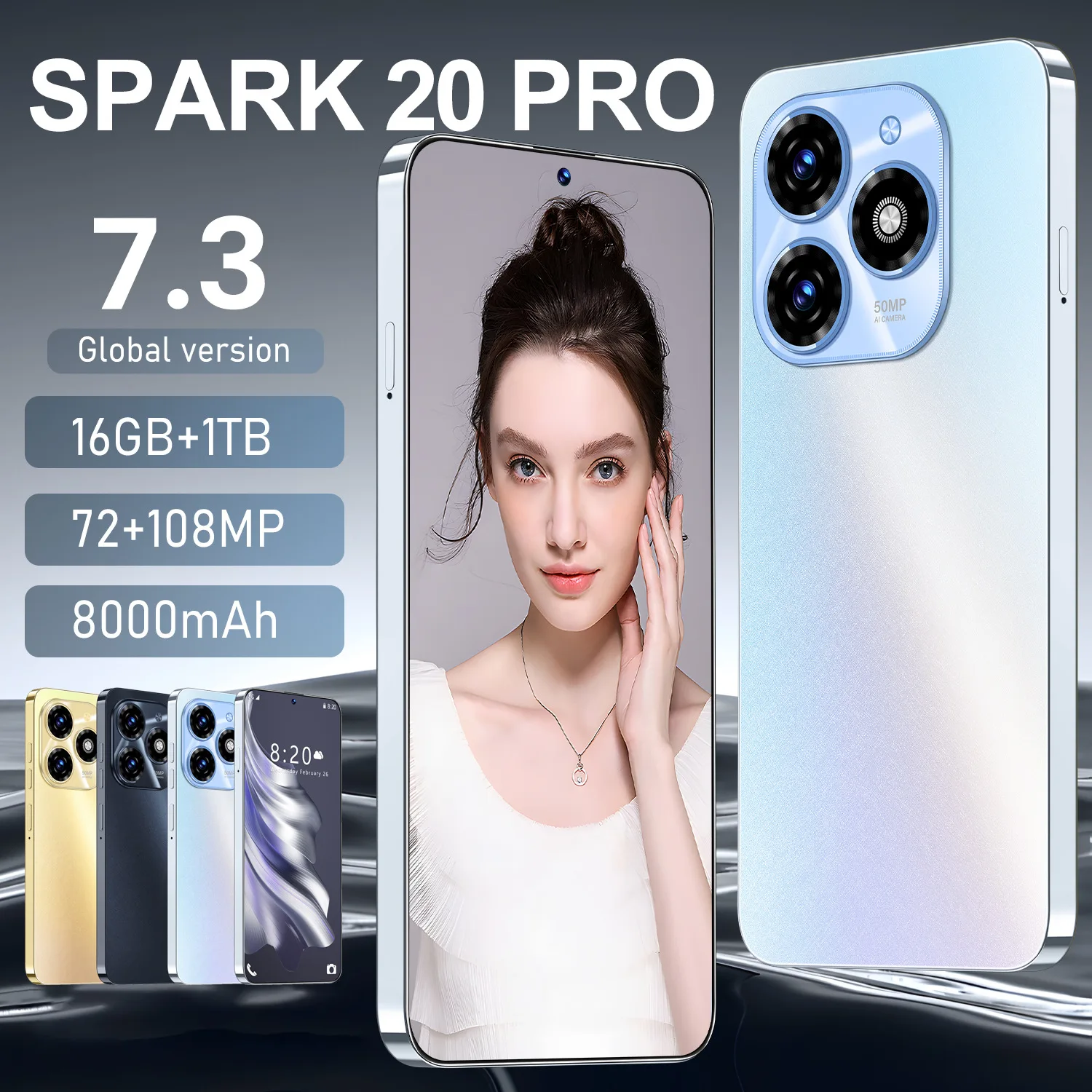 Оригинальный 16 ГБ + 1 ТБ Spark20 Pro 5 г Android телефон разблокированный Dual Sim с большой батареей 3G & 4G смартфон
