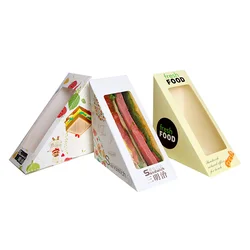 Food Grade Kraft Paper Colorful Triangle Pizza Slice Box With The Window