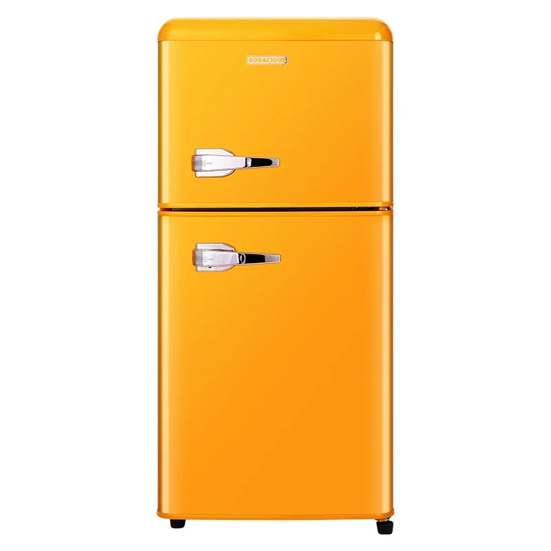 Retro Chill Mini Fridge: Stylish and Compact Refrigerator with Vintage Design, Secure Locking Mechanism, and Efficient Cooling