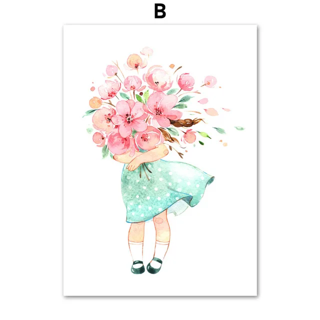 Kids Room Decor Cute Baby Girl Rose Flower Nordic Posters And Prints wall art nursery prints