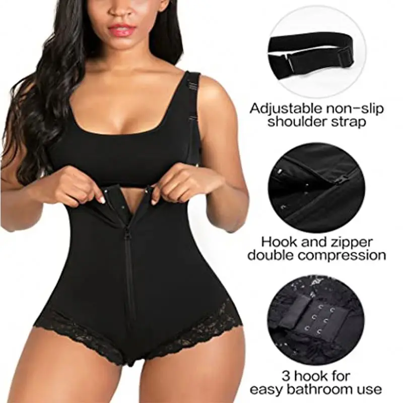 Wholesale 2021 Hourglass Zipper Tummy Control Colombianas Women Bodyshapers De Mujer Fajas Body Shaper Thong Shapewear Bodysuit