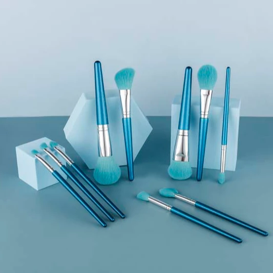 Suppliers Gracedo New Arrival Luxury Custom Private Label 10 Pcs Blue Make Up Brushes For Make Up With Bag