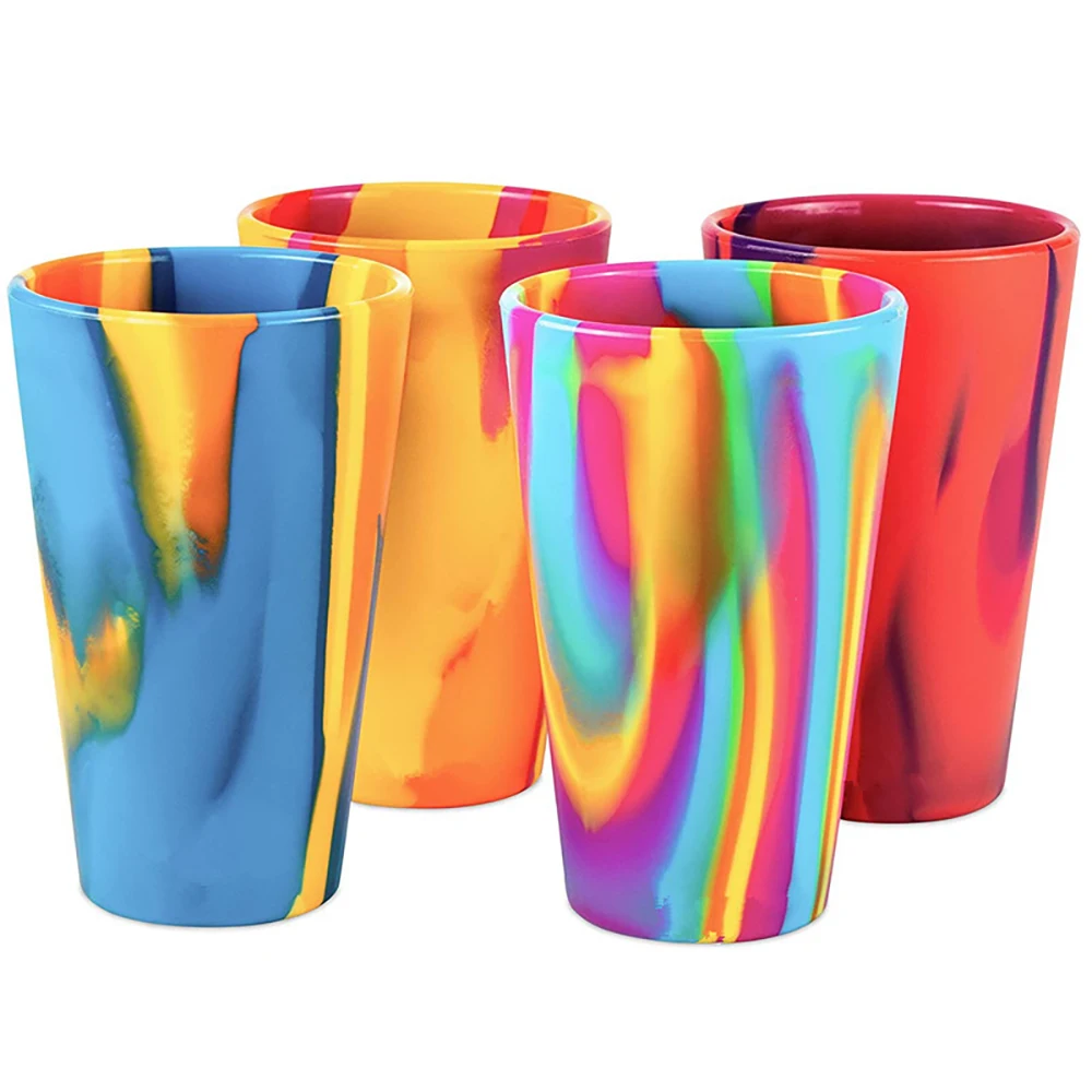 Custom 16Oz пищевая винная чашка многоразовая бутылка для воды радужные силиконовые чашки питья и