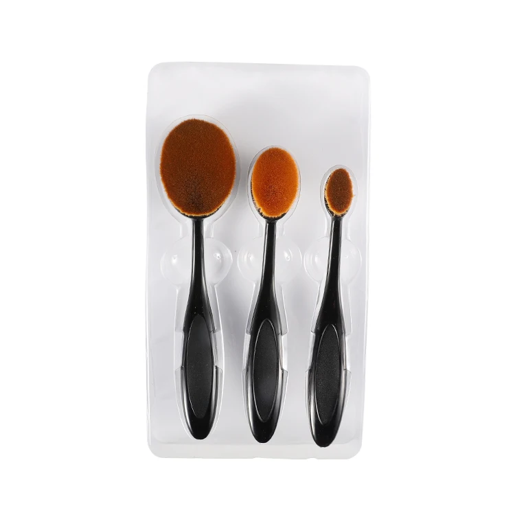 Makeup Oval brush Set 3pcs Cosmetic Brush for Foundation Blush Concealer Eyeshadow Pink Make up brush