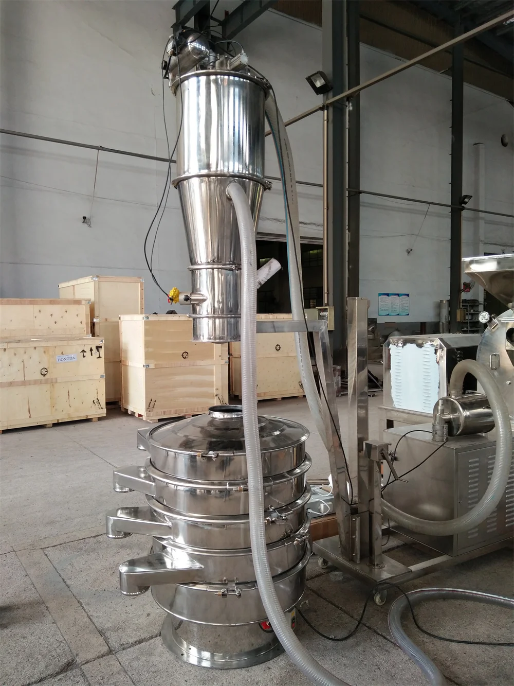 Stainless steel separating flour powder sieve round vibrating sifter screen machine