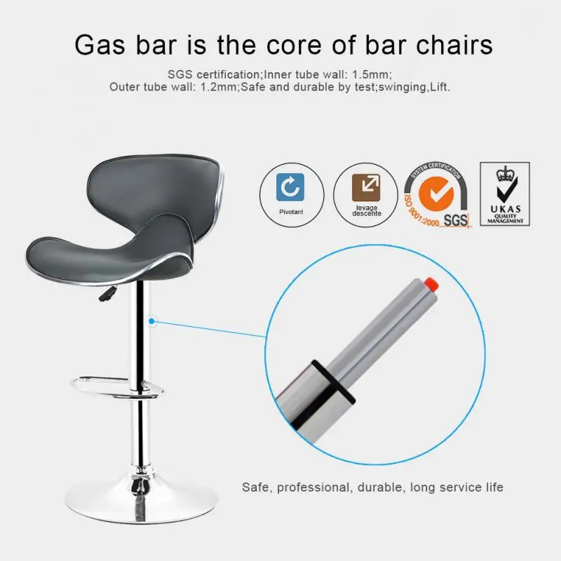 Leather Modern Elevated Height Restaurant Home Coffee Shop Office Furniture Metal Chair Bar Stool