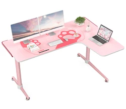 Pink Computer Desktop Computer Large L shape Pink Computer Desk Gaming Desk For home