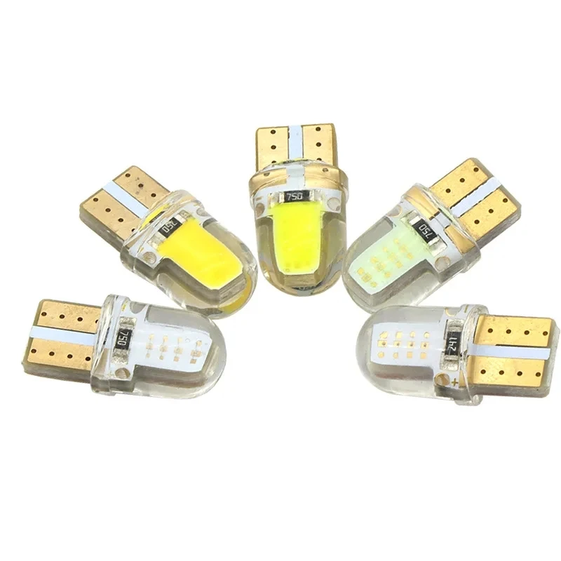 1Pcs T10 W5W BULB 12V LED Car Interior Light License Plate Lamp COB T10 LED Canbus Multicolor Car Lights Auto Accessories