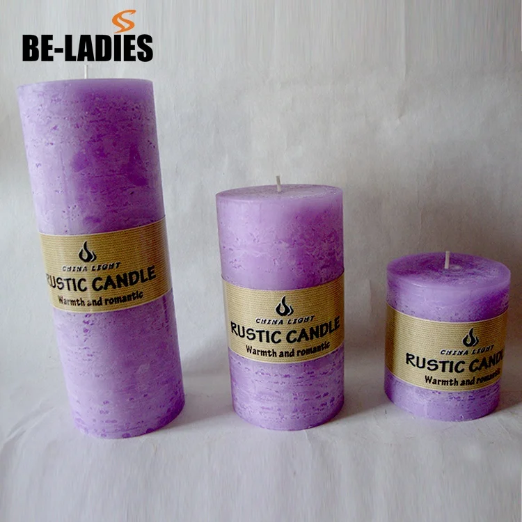 Paraffin wax rustic pillar candle for decoration wedding event