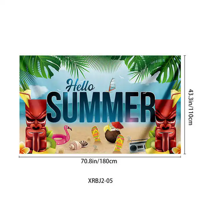 Summer Hawaii Luau Themed Decor Polyester Beach Party Backdrop Tropical Seaside Island Pool Photography Background