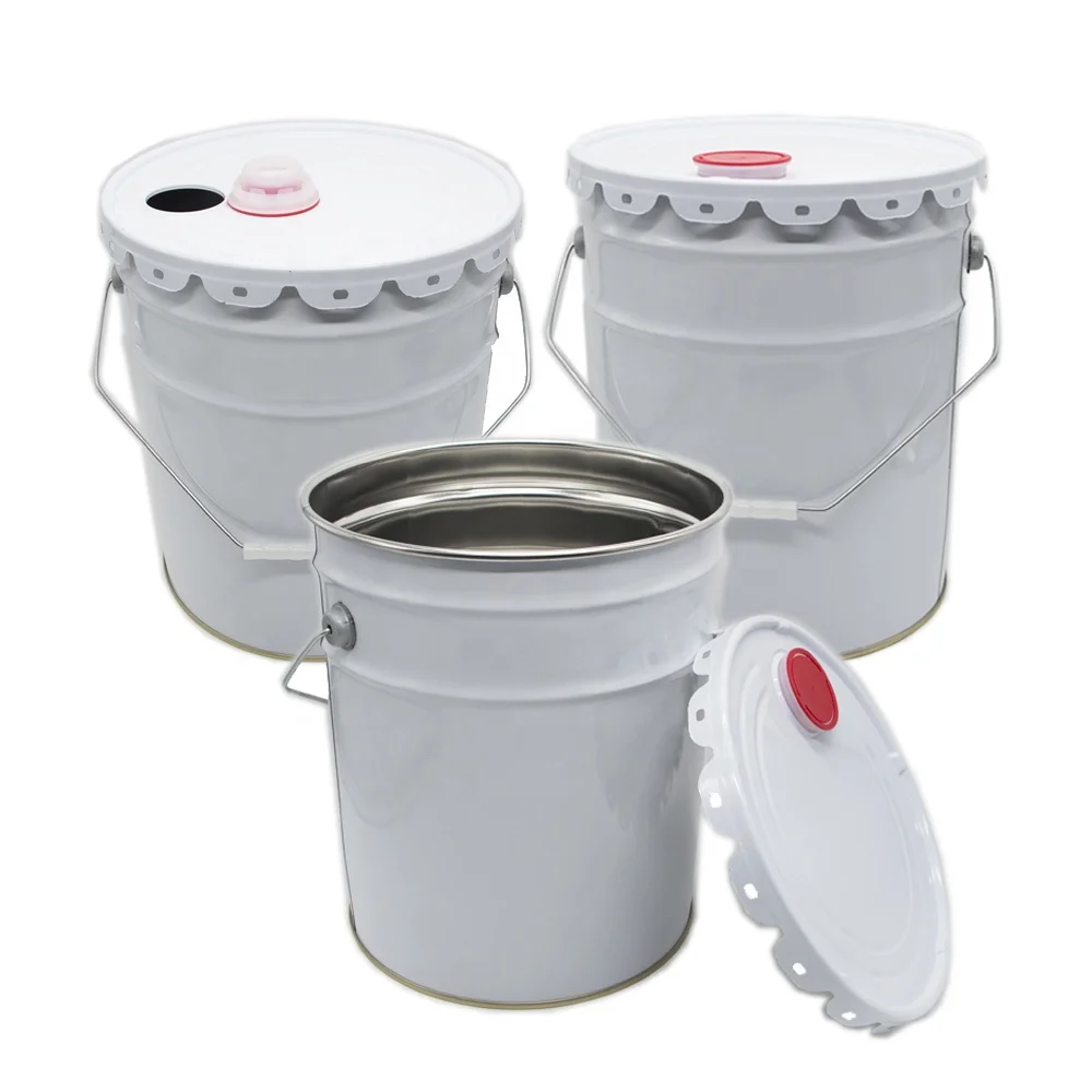 Customizable 20L Flanged empty metal bucket tin pail for oil lubricants paint