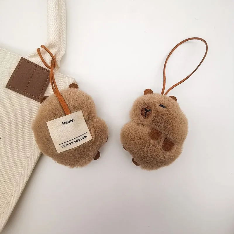 Hot Selling Cartoon Star Capybara Squeaky Plush Pendant Cute Furry Guinea Pig Capibara Plush Hanging Keychain