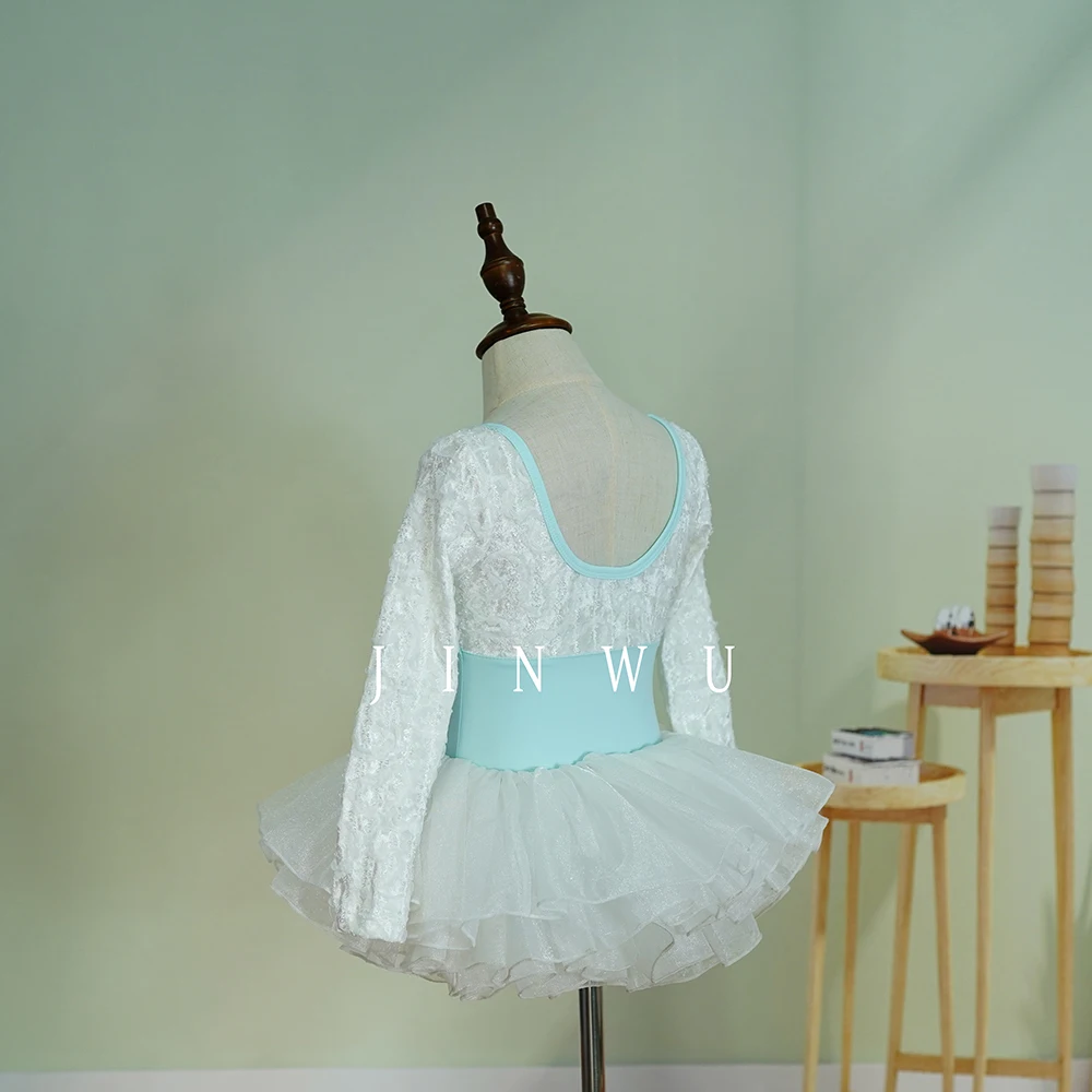 New trendy fabrics U back kids girls long sleeves dance trainingwear ballet leotard