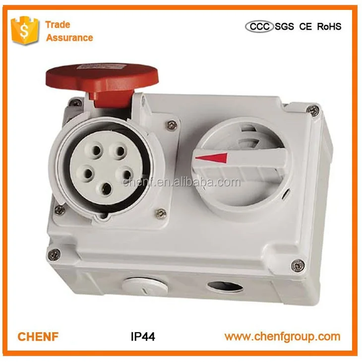 IP44 3P 4P 5P 16A CEE/IEC International Standard Socket with Switches and Mechanical Interlock 230V 400V CF7274 CF7275 CF7276
