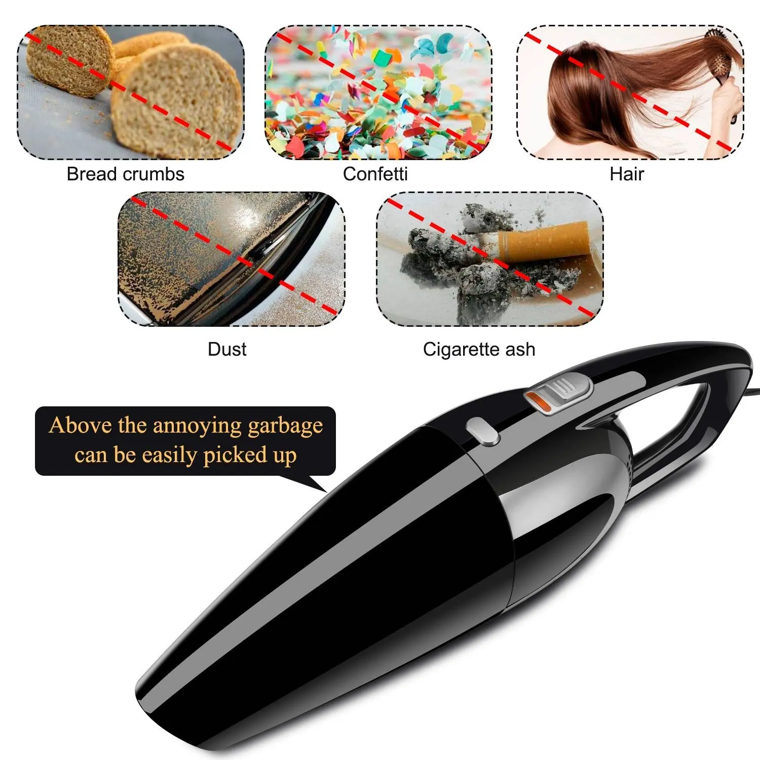 Автомобильный пылесос, проводной, 12 В постоянного тока, высокомощный компактный ручной пылесос с HEPA-фильтром и светодиодной подсветкой, 120 Вт, автомобильный пылесос