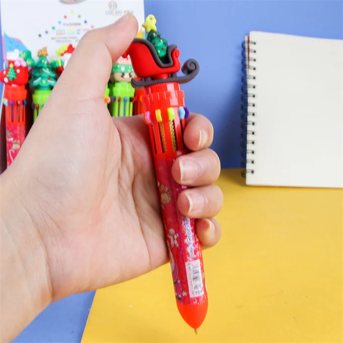 Innovative Factory Direct christmas gift office supplies and Writing stationery,10 IN 1 Plastic  Click ballpoint pen for school