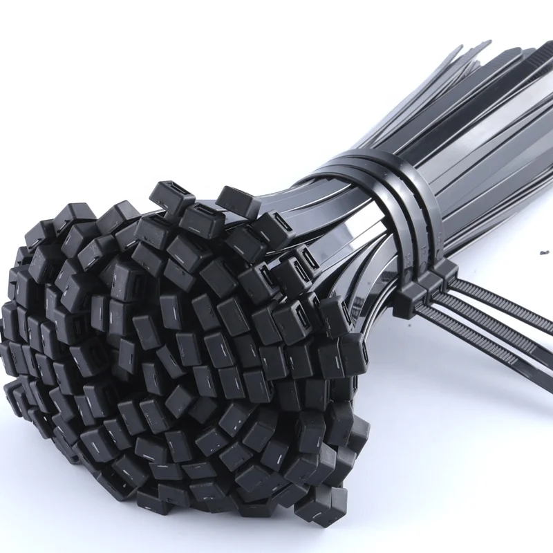 Factory Price Free Sample Plastic Self-locking Zip Ties Black 100% Nylon Cable Ties 4.8*200mm