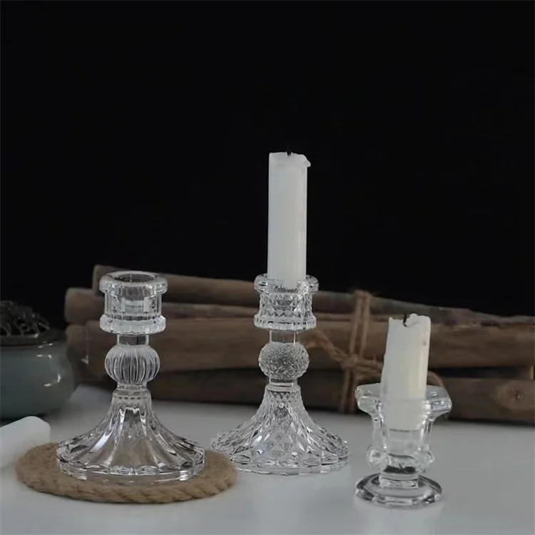 European Luxury Dinner Wedding Decorations Crystal Table Candlestick Glass Candle Holder