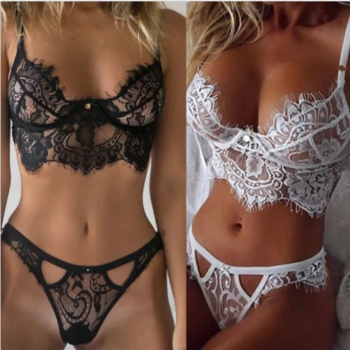 Lace Hollow Woman Bra Underwear Set Sexy Harness Perspective Bikini Sexy Underwear