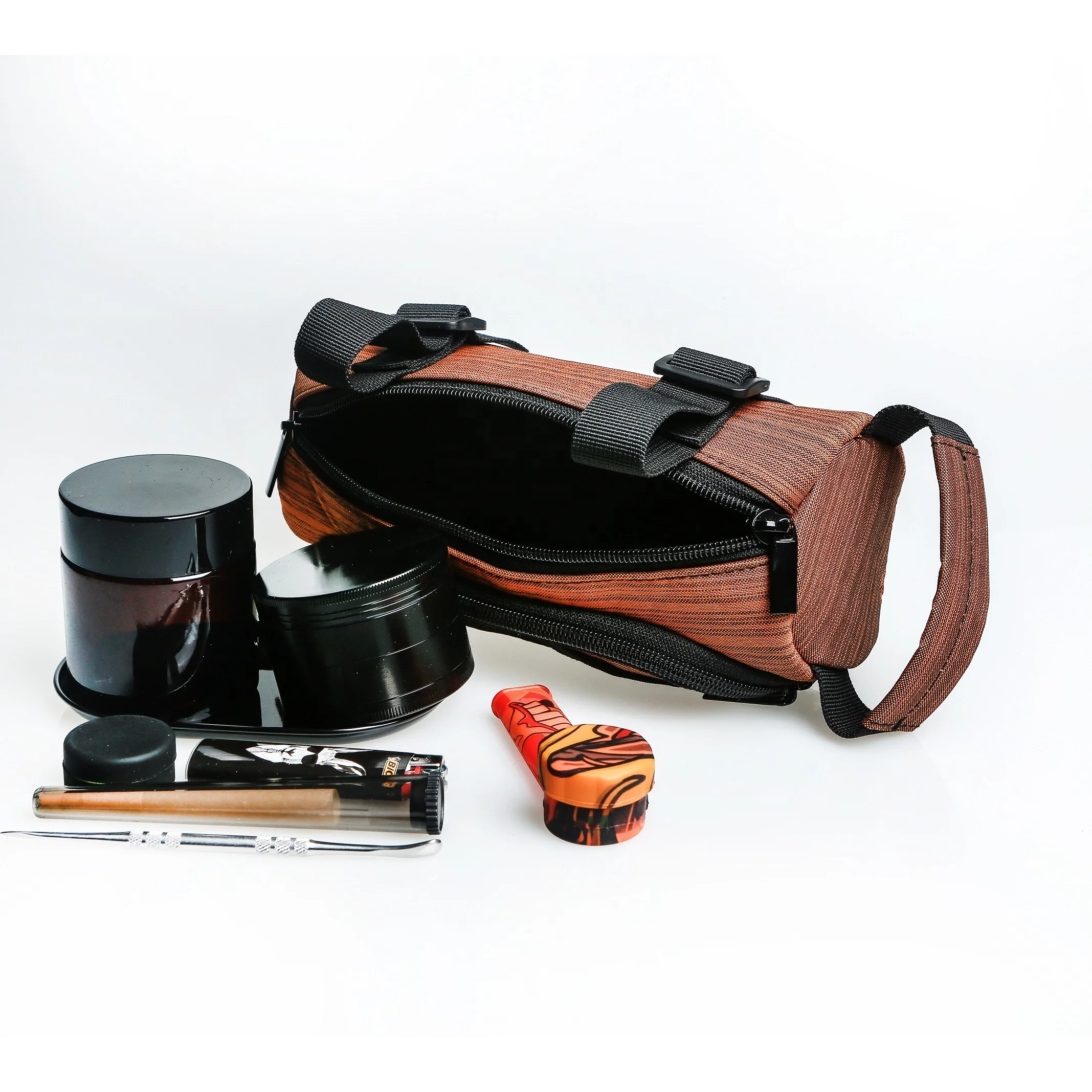 Smell proof bag With Glass Jar Grinder Tray Combination Lock