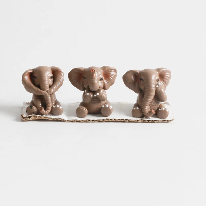Wholesale Set of 3 Elephant Resin Statues Home Decor Cute Elephant Figurines for Shelf Living Room Bedroom Office Desktop