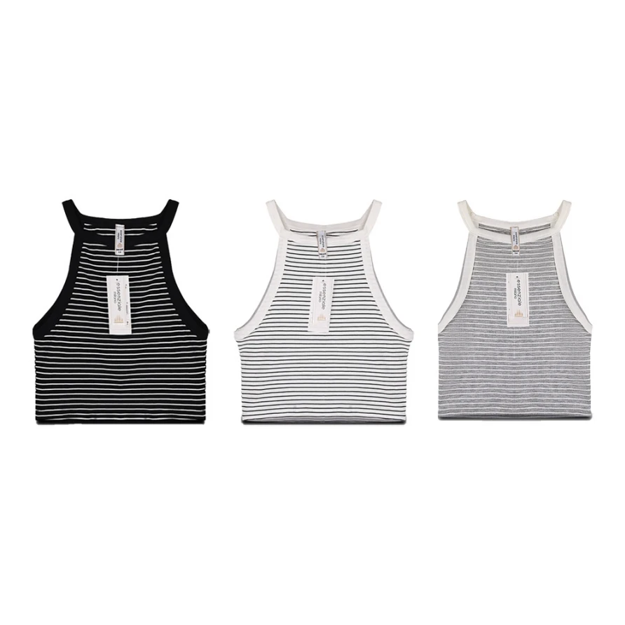 OEM custom tank top women Striped Crop Tops Fashionistas Ribbed Color crop tank top women