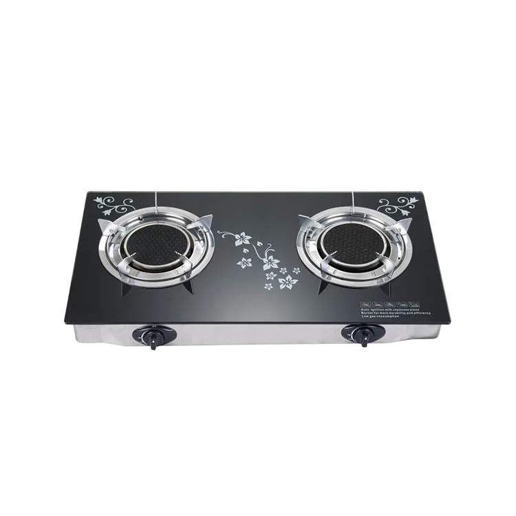 Бытовая Кухня две горелки закаленное стекло газовая плита инфракрасная латунная крышка плита плиты