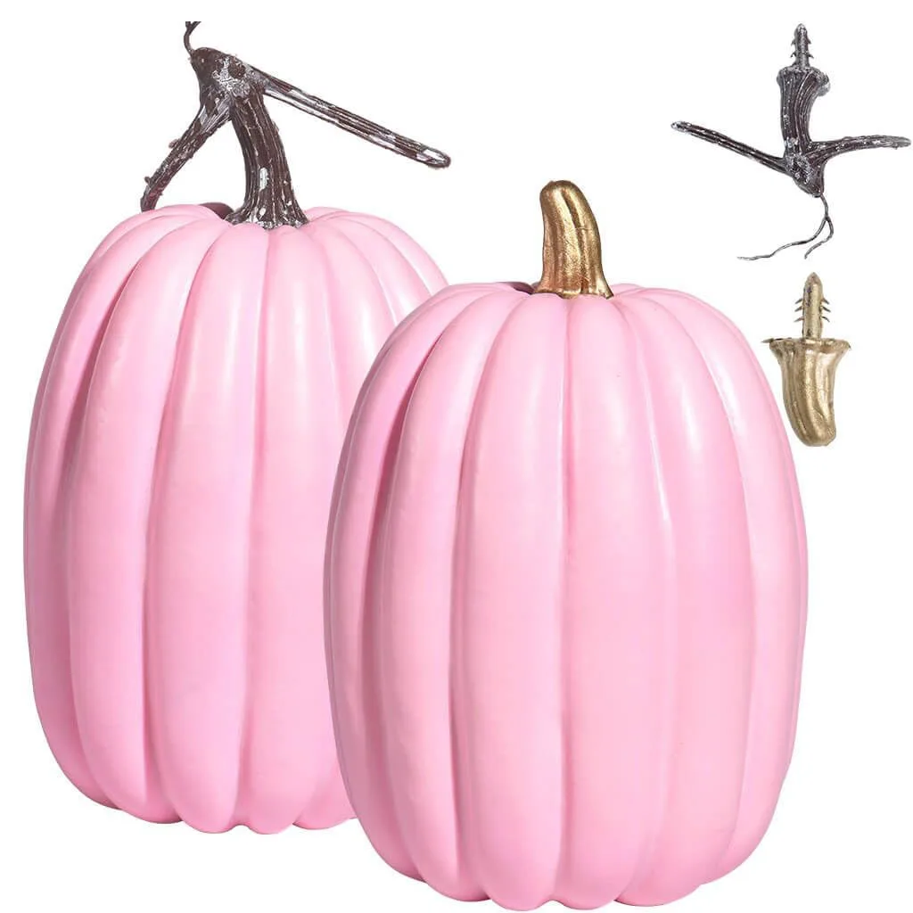 8.5 Inch Large Pumpkins for Decorating - 2PCS Big White Foam Decorative Pumpkins for Fall Decor,