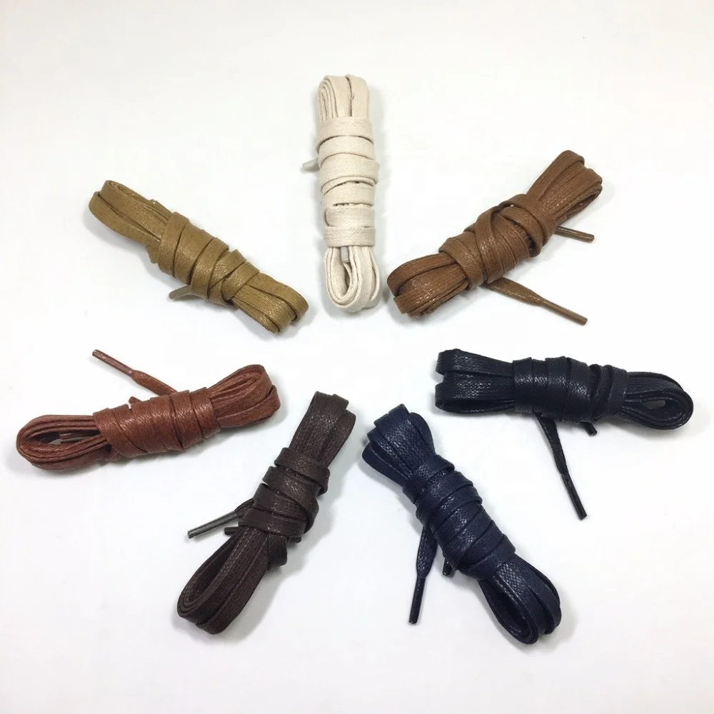 Wholesale Cotton Flat Waxed Shoelaces for Leather Shoes