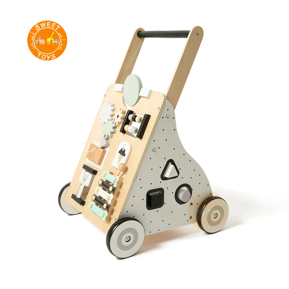 High quality educational multi-function push wooden baby walker with wheel Learning walker for Boys and Girls