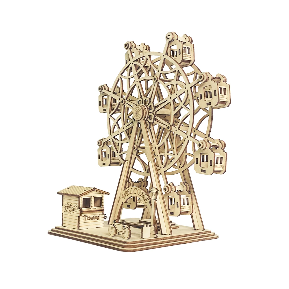 Y-TOP Original Design 3D Ferris Wheel Puzzle Wooden Building Toy for Adults and Kids Hot Sale Products