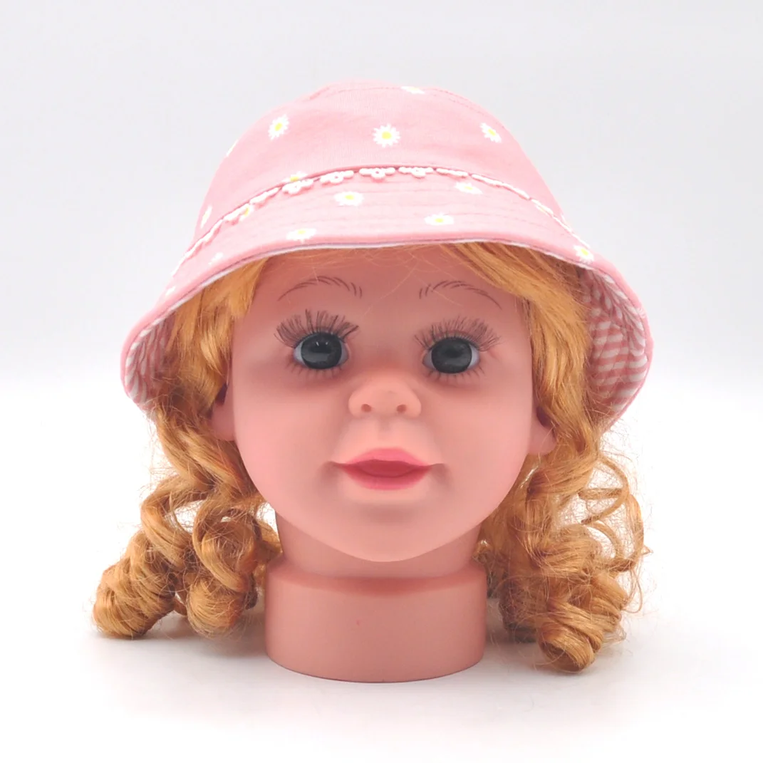 Custom Kids Toddler Girls Summer Cotton Canvas Wide Brim UV Sun Hat Bucket Hats Cap For Baby Girl Summer