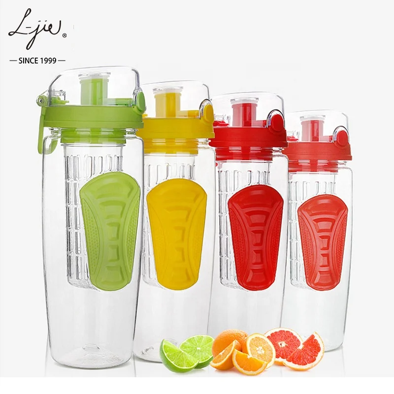 Fruit Infuser Water Bottle (32oz) Best BPA-Free Fruit Infusion Sports Bottle - Flip Top Lid w Drinking Spout, Leak Proof, Made o