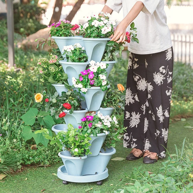 Stackable Tomato Planter Garden Tera Cottal Planterable Small Strawberry Herb Flower Ertical Multi-Level Vertical Pot