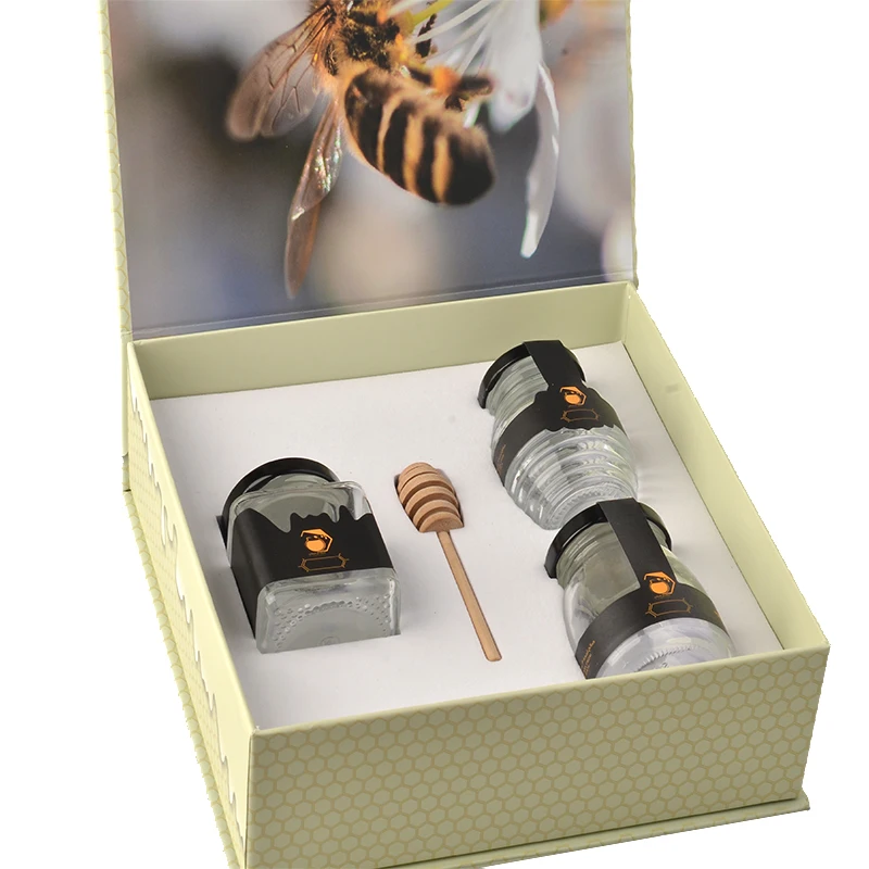 
Custom Bee Honey Jar Package Box Elegant Magnetic Gift Box Luxury Honey Packaging For Honey Bottle 