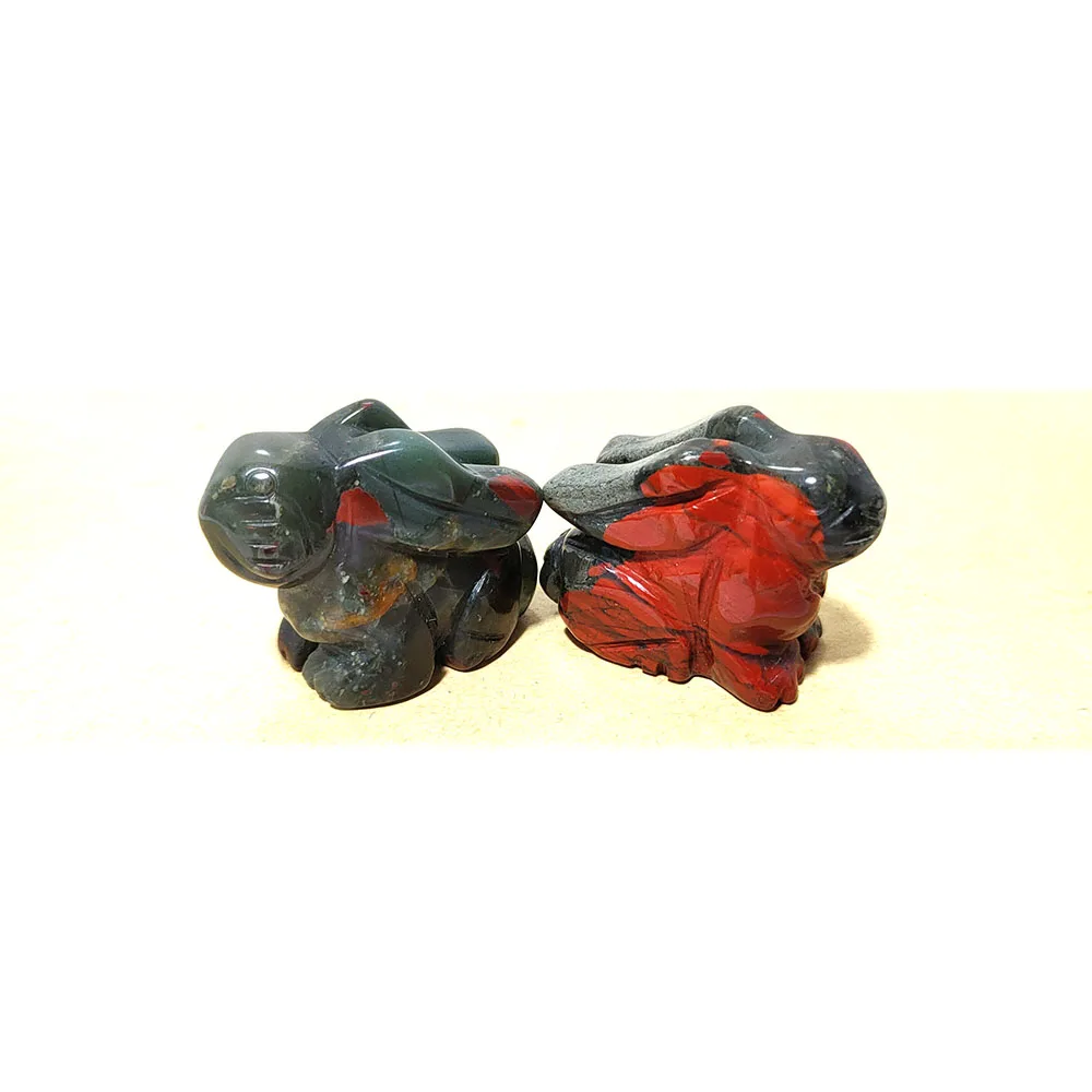 Wholesale Blood Stone Rough High Quality Blood Stone Gemstone Carving Rabbit Figure For Sale