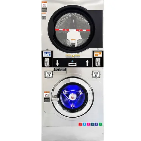 Commercial 15kg Fully Automatic Laundry Equipment Coin-Operated Stacked Washing Machine Dryer 220v-for Laundromats