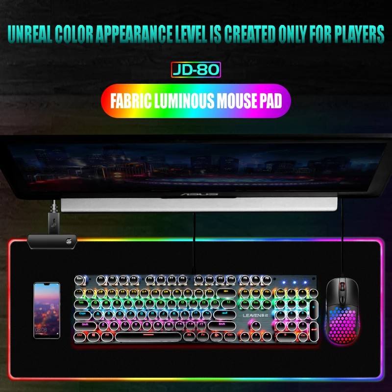 CE certified RGB Gaming Mouse Pad 14 mode Waterproof Colorful Mouse Pad For Office PC Laptop Desktop Desk Pad With Back Light