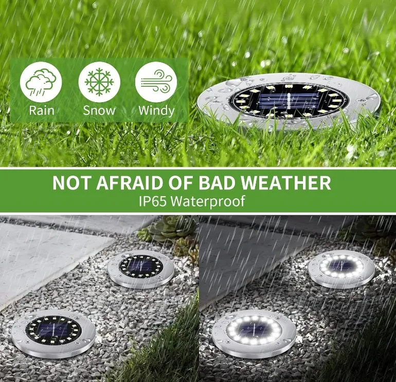 5W Solar Power Wireless LED Buried Underground Deck Light Stainless Steel IP65 Waterproof Garden Solar Energy Inground Foot Lamp