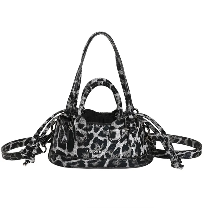 2024 модная винтажная Дизайнерская Женская Ручная сумка, кожаная сумка через плечо, уникальная женская сумка-мессенджер с леопардовым принтом