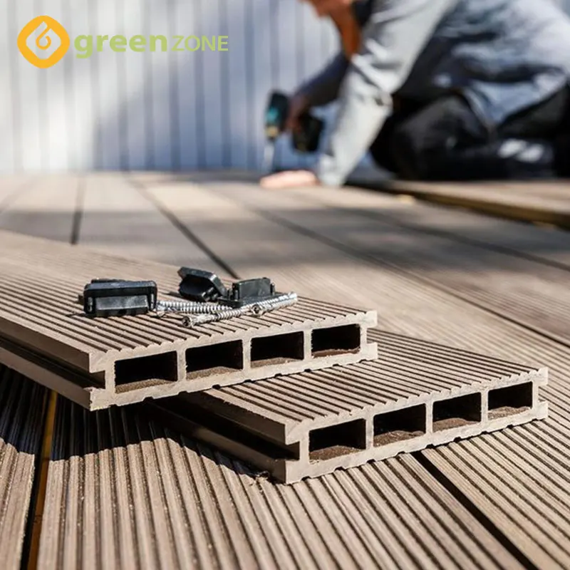 high quality ce certified square hollow floor outdoor decking deep embossed wpc deck wood