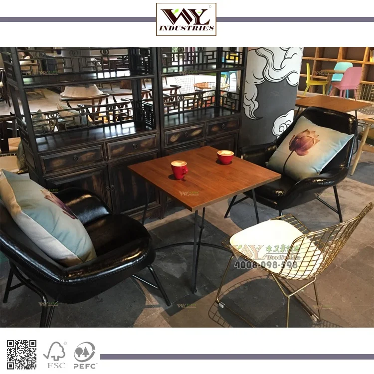 Factory price finger joint oak wood coffee table for restaurant  / Quality solid oak wood round / square coffee table