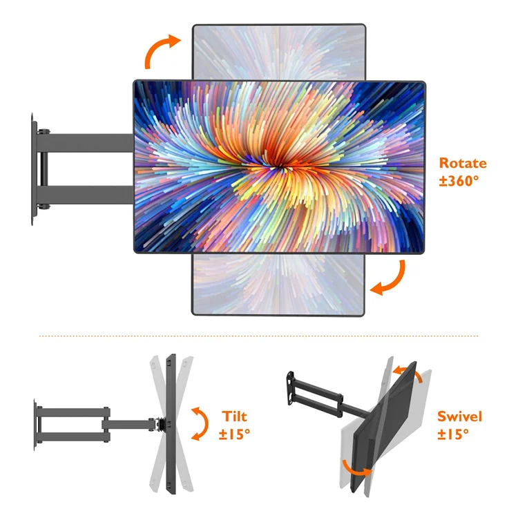 Full Motion Articulating Tilts Swivels Extends Rotates TV Wall Mount Bracket for 13'-30' LCD LED TVs, Max VESA 100X100mm