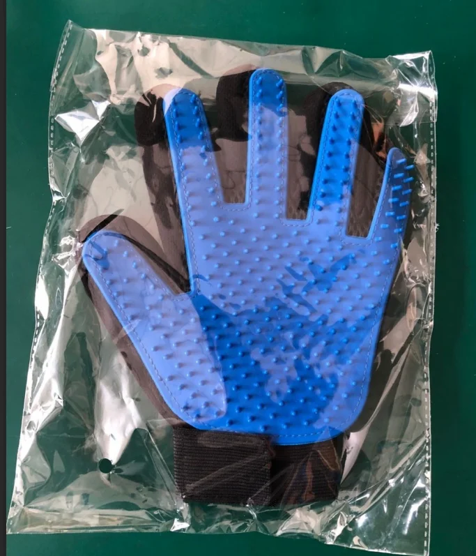 
Private label logo pet grooming bathing tool dog five finger deshedding dog brush 