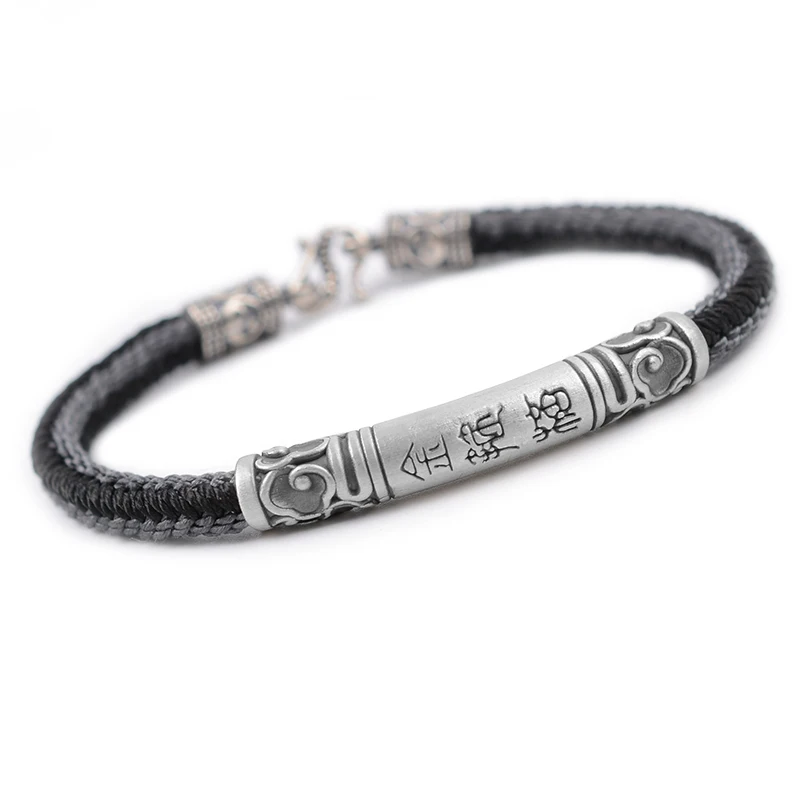 LONGJIE wholesales 925 silver accessory  handmade braided rope bracelet for men