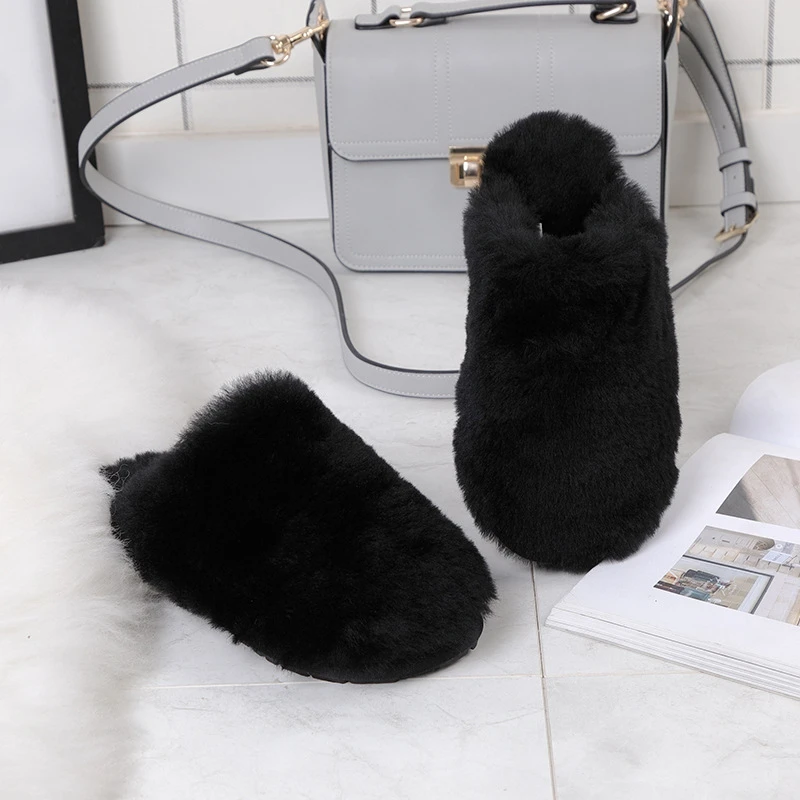 Warm Soft Hand Feeling Fashion Trend Wool Winter Unisex Wool Fur slippers