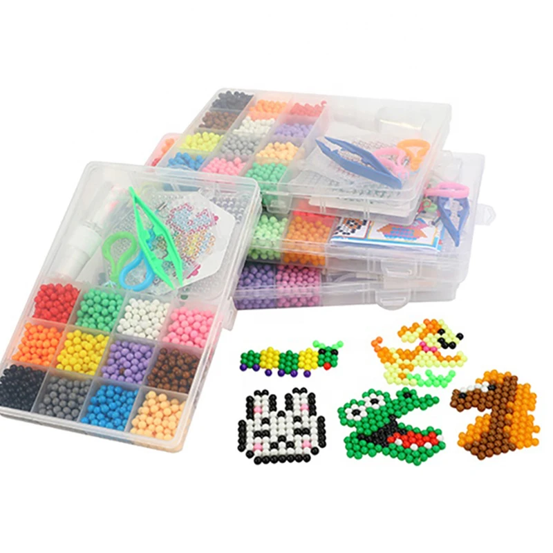 20 Colors Boxed Water Fuse Beads Kit Diy Cartoon Animal Plastic Educational Toys Water Mist Beads Set For Kids