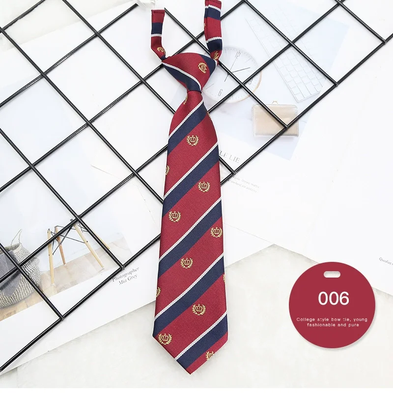 Factory Directly Sale Green Color Stripe Polyester Tie Adjustable Uniform Knot Free Neckties